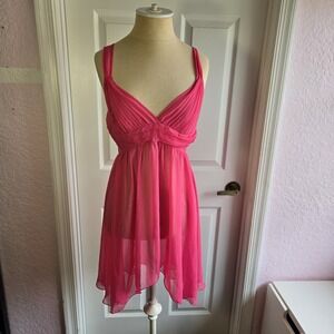 Victoria's Secret Hot‎ Pink Babydoll Sheer Mesh Nightie Chemise Size S Vintage